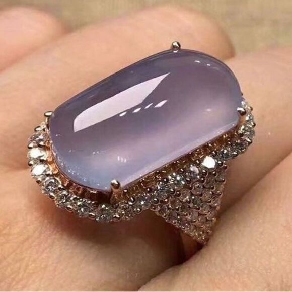 HUGE Crystal Zircon Ring Rose Gold and White Zircon Ring - Picture 12 of 14